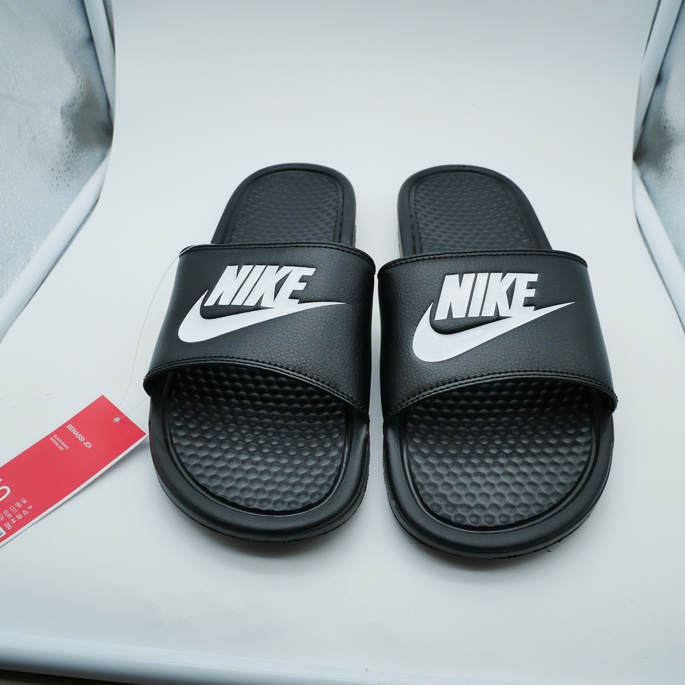 Nike Benassi JDI Mens Slides Black White Athletic Sandals 343880-090 Size 10